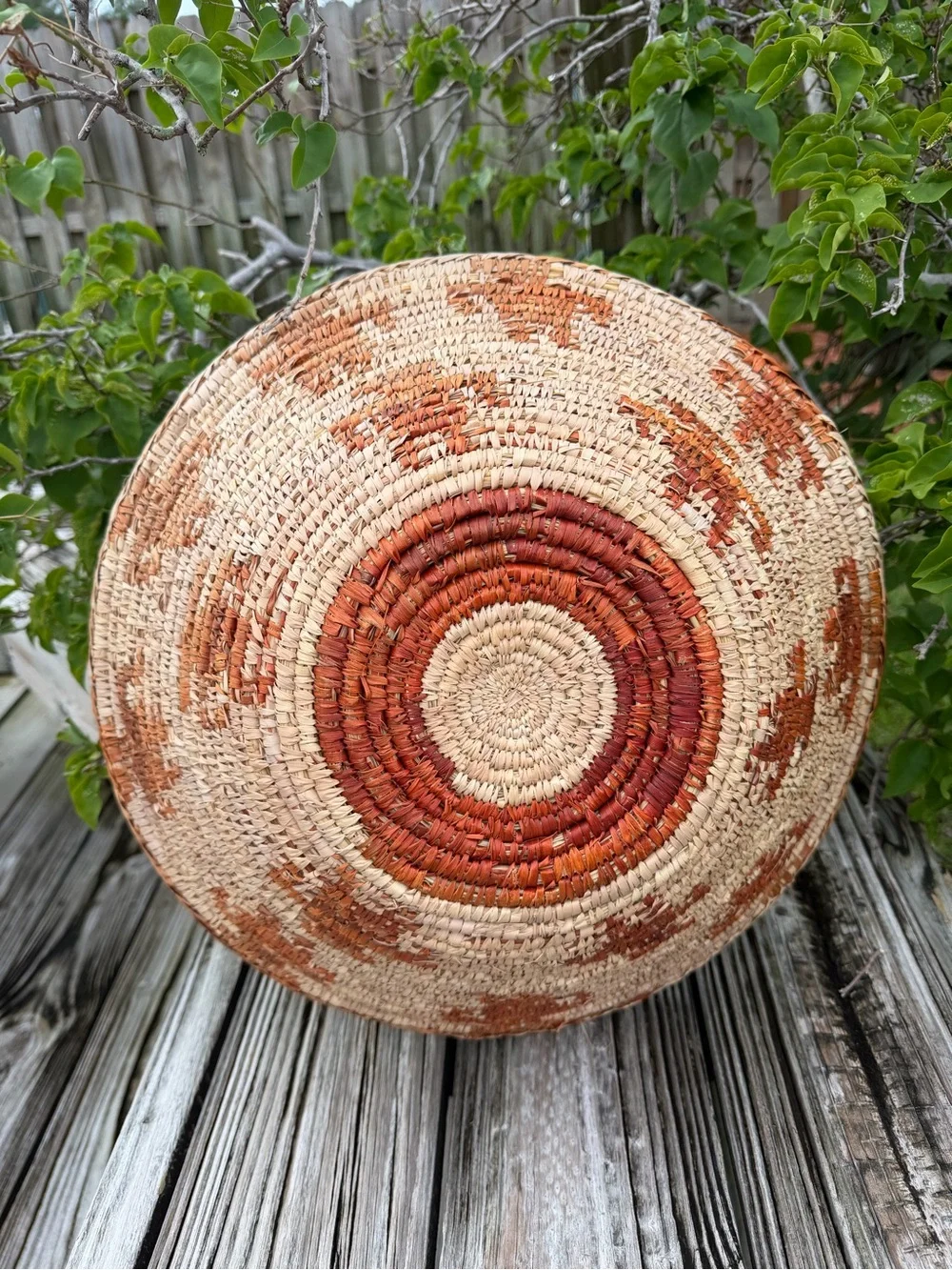 Handwoven Decorative Woven Basket - African Design Natural and Brown Coil 17”X5”